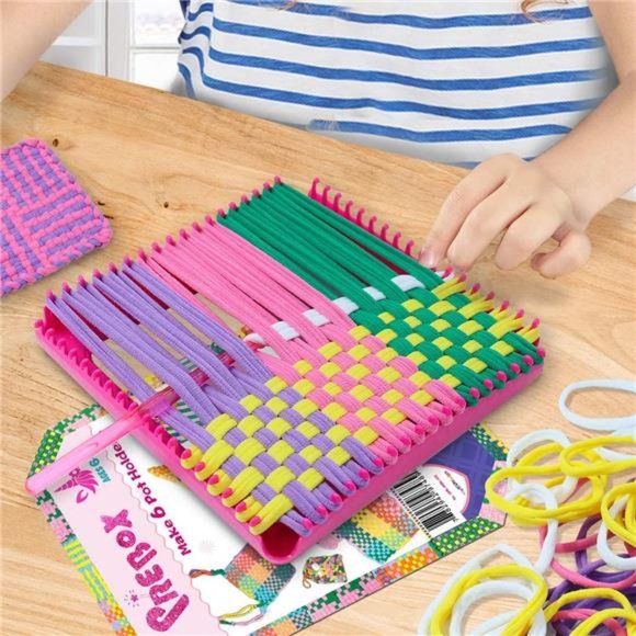 PREBOX Weaving Loom Kit Toys for Kids, Potholder Loops Crafts, Ages 6 - 12 - Picture 4 of 6